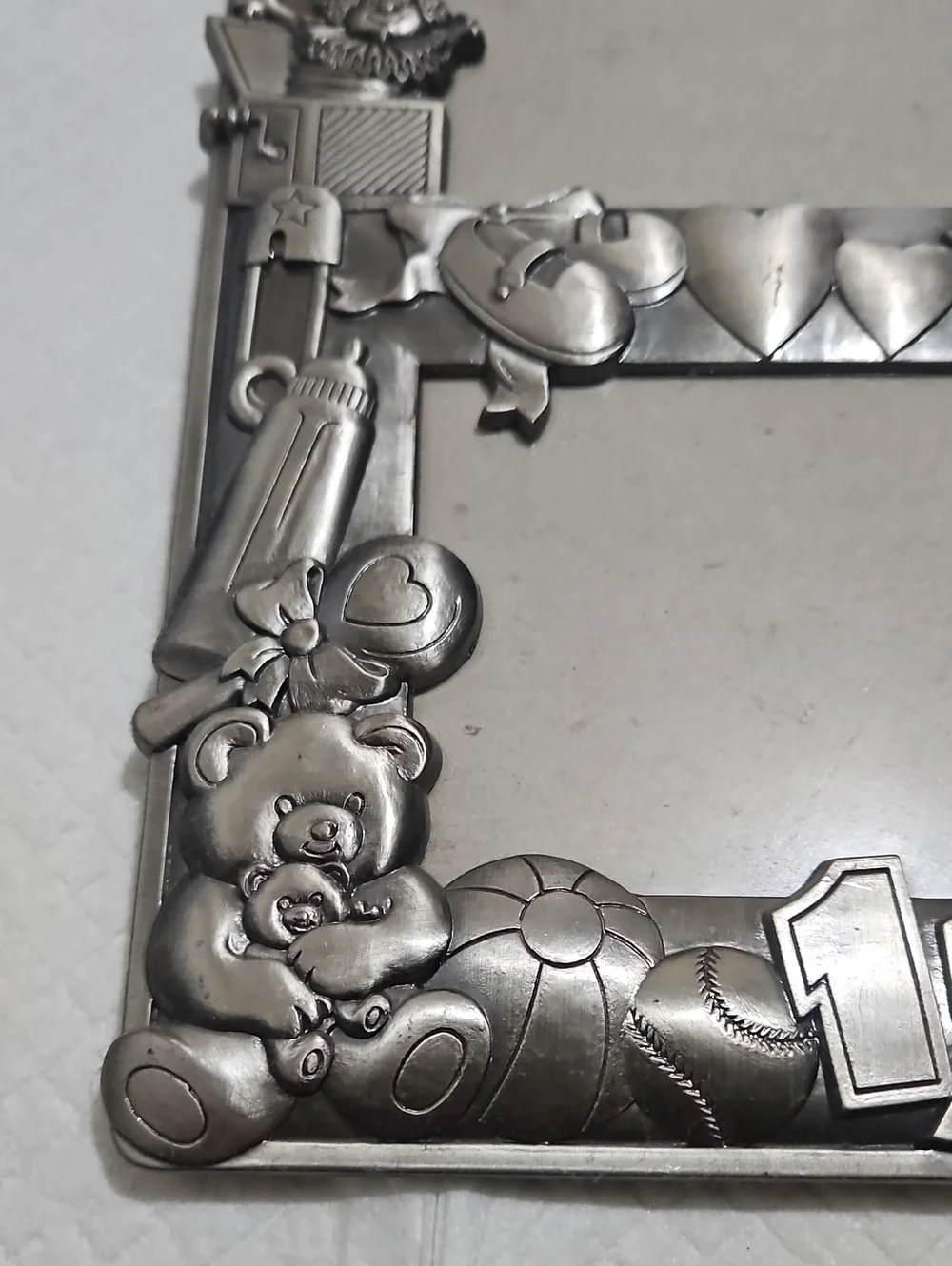 Silver Baby-Themed Double Picture Frame - 123 Design